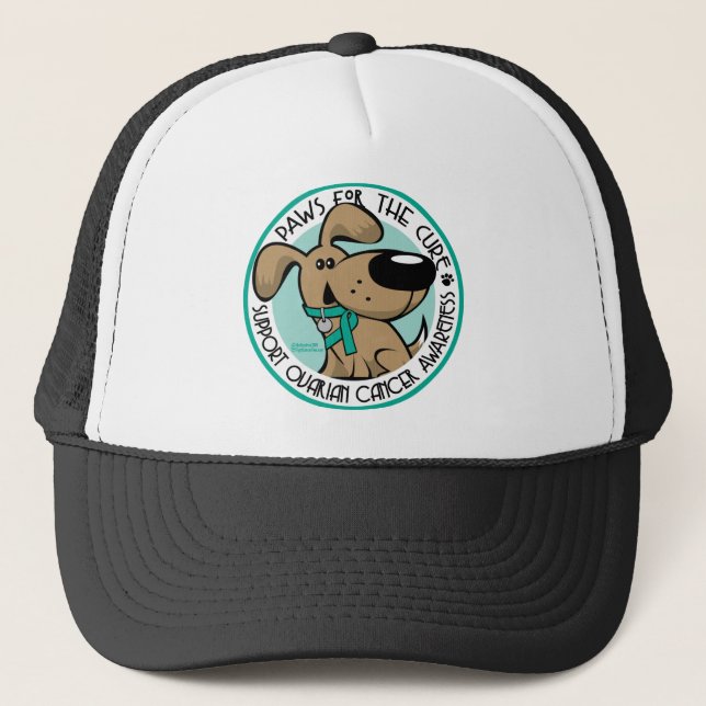 Paws for the Cure Ovarian Trucker Hat (Front)