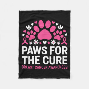 Paws for The Dog Cat Paw Lover Breast Cancer Fleece Blanket