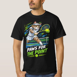 Paws For The Point Funny Tennis Player Cat T-Shirt
