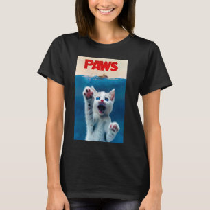 PAWS Funny Cat parody cat Lover Gift Kitten Shark T-Shirt