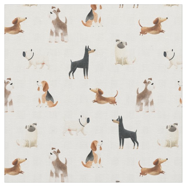 Paws Gingham dogs Fabric (Close Up)