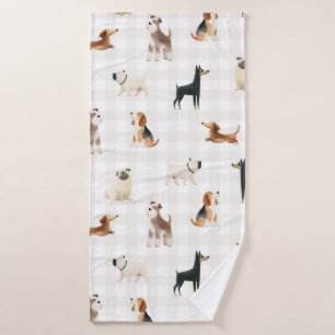 Paws Gingham lovely dogs  Bath Towel