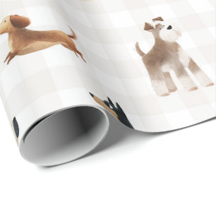 Paws Gingham lovely dogs Wrapping Paper