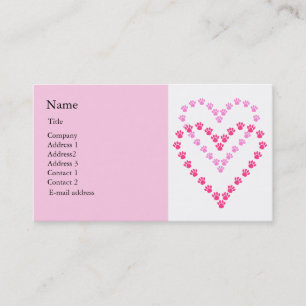 Paws Here Business Card Pink Paw Prints