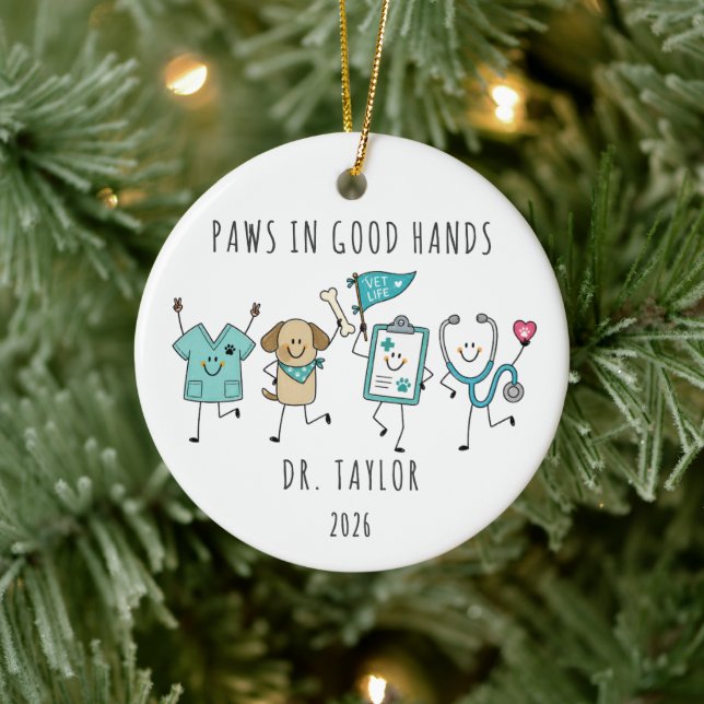 Paws in Good Hands Veterinarian Ornament (Tree)