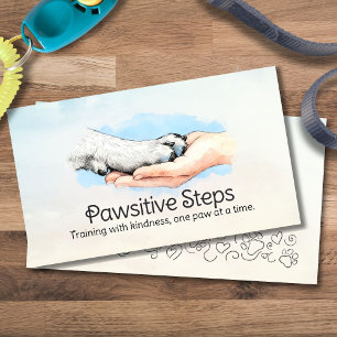 Paws in Hand - Dog trainer -Watercolour  Business Card