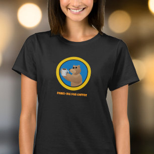 Paws-ing for Coffee Cute Bear Morning Coffee Pun T-Shirt