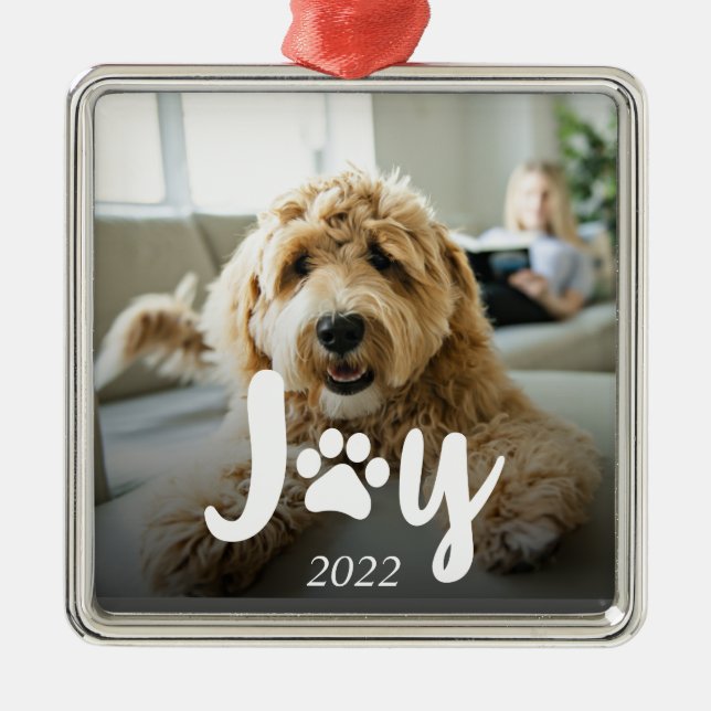 Paws & Joy Photo Pet Christmas Metal Tree Decoration (Front)