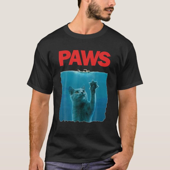 Paws Kitten Meow Parody Funny T Cat Lover Gifts T-Shirt (Front)