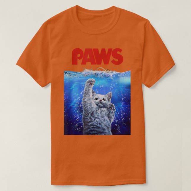 Paws Kitty Cat and People Top, Cute Funny Meow Cat T-Shirt (Design Front)