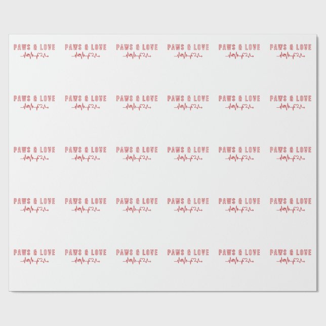Paws & Love Cute Pet Lover Typography Animal lover Wrapping Paper (Flat)