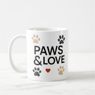 "PAWS & LOVE" Pet Lover Mug   Minimalist Dog 