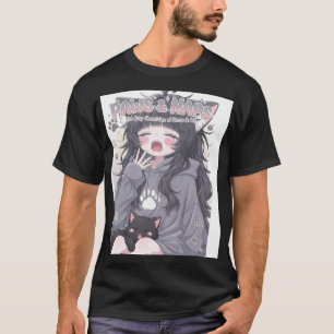 Paws & Naps Cosy Anime Girl & Cat Aesthetic Street T-Shirt