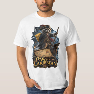 Paws of the Caribbean Raccoon Pirate T-Shirt