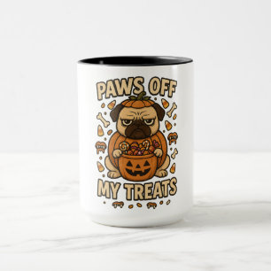 Paws Off My Treats Grumpy Pug Halloween Costume Mug