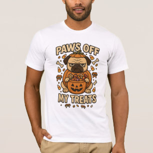 Paws Off My Treats Pumpkin Pug Costume T-Shirt