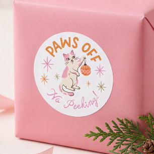 Paws Off No Peeking Until Christmas Cat Sticker