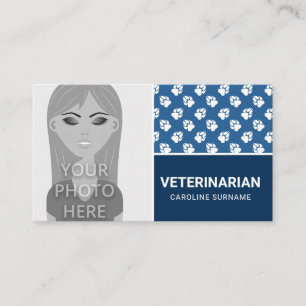 Paws On Blue & Your Own Photo Animal Veterinarian Business Card