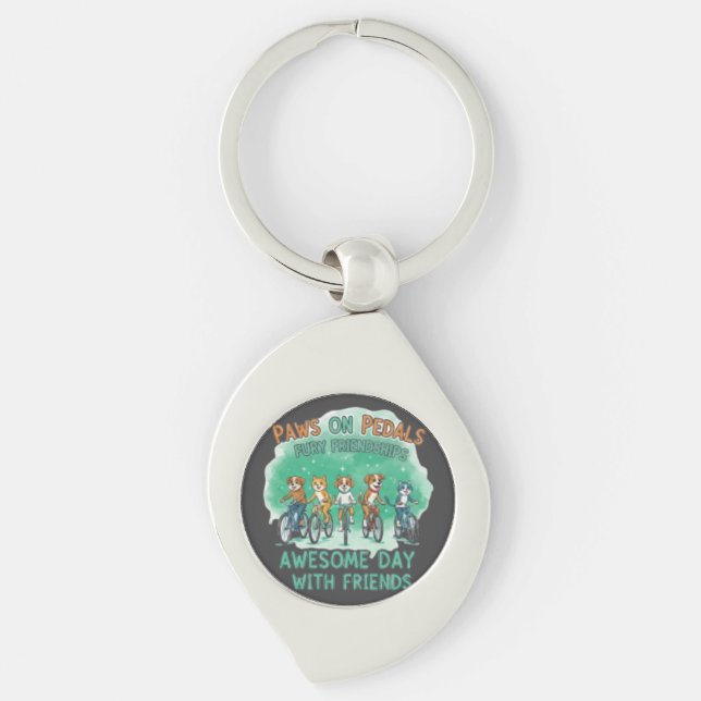 Paws on Pedals: An Awesome Day with Friends Key Ring (Front)
