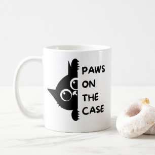 Paws On The Case Cat Mug – Funny Cat Lover Coffee