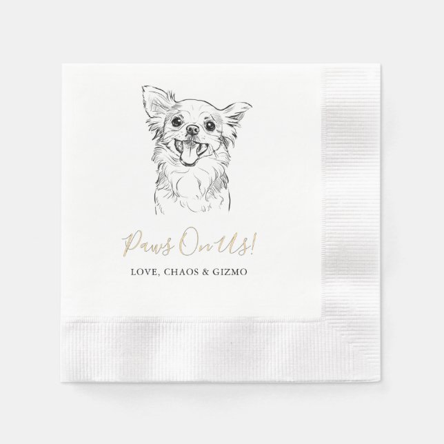 Paws On Us Pets Custom Hand Drawing Wedding Napki Napkin (Front)
