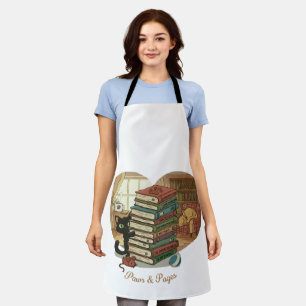 Paws & Pages   Cute Cat & Dog in Cosy Library Book Apron