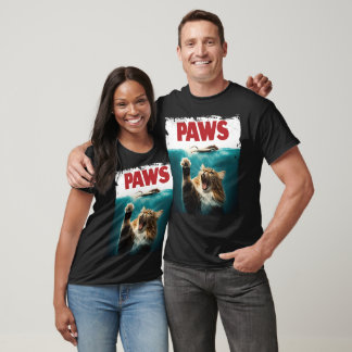 PAWS Parody Cat Mouse Humourous Cat Chasing Mouse T-Shirt