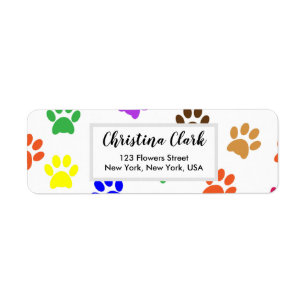 Paws Pattern Cute Personalized Custom Address
