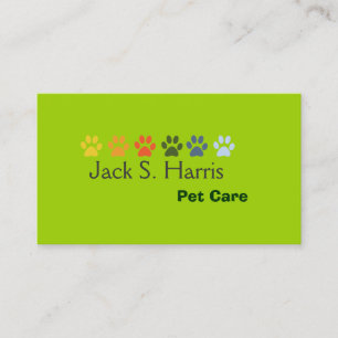 Paws Pea Green Pet Animal Care Business Card