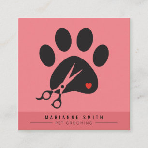 Paws Pet Grooming Salon Square Business Card