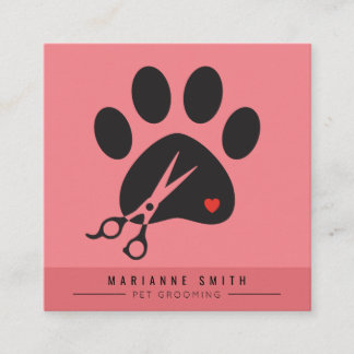 Paws Pet Grooming Salon Square Business Card