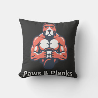 Paws & Planks Muscular Dog Fitness Poster Cushion
