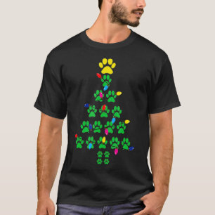 Paws Print Christmas Tree Dog Cat  T-Shirt