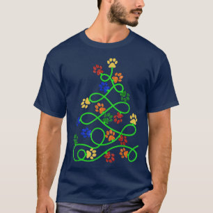 Paws Print Christmas Tree Dog Cat T-Shirt