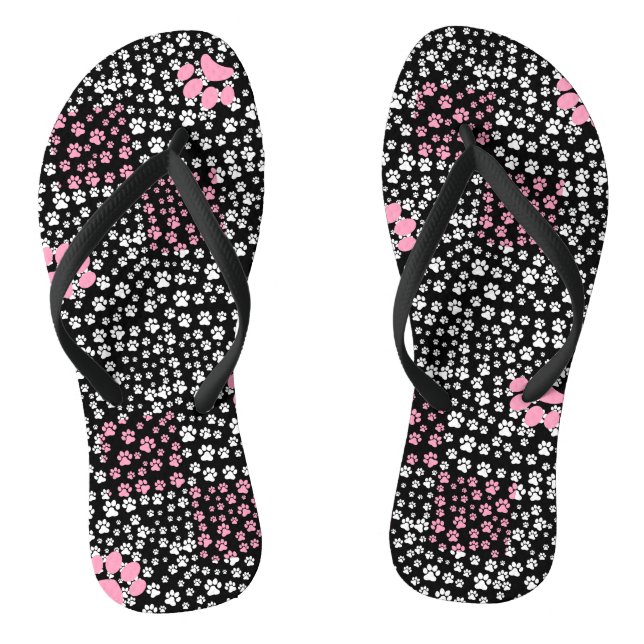 Paws print pattern NS 01b. Black BG Jandals (Footbed)