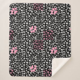Paws print pattern NS 01b. Black BG Sherpa Blanket