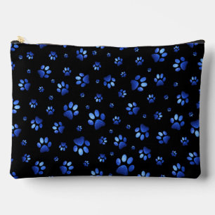 Paws print sparkle blue glitter, Accessory Pouch