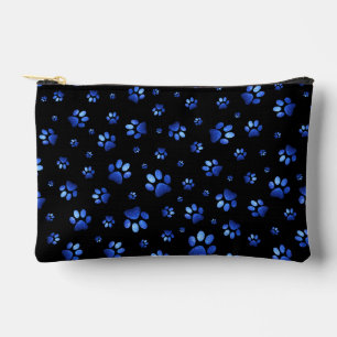 Paws print sparkle blue glitter, Accessory Pouch