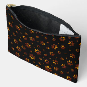 Paws print sparkle brown gold glitter, Accessory Pouch