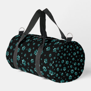  Paws print sparkle cyan glitter, Duffle Bag