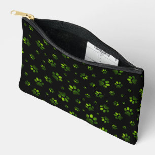 Paws print sparkle dark green glitter, Accessory Pouch