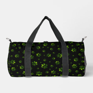 Paws print sparkle dark green glitter, Duffle Bag