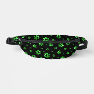 Paws print sparkle green glitter, Bum Bags