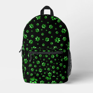 Paws print sparkle green glitter, Printed Backpack