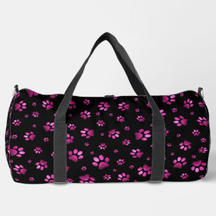 Paws print sparkle pink glitter, Duffle Bag