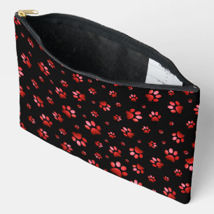 Paws print sparkle red glitter, Accessory Pouch