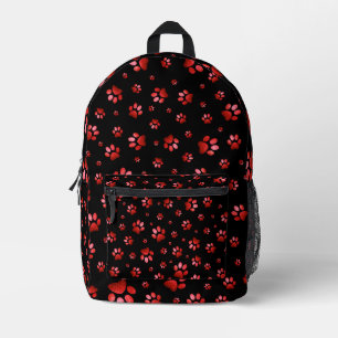 Paws print sparkle red glitter, Printed Backpack