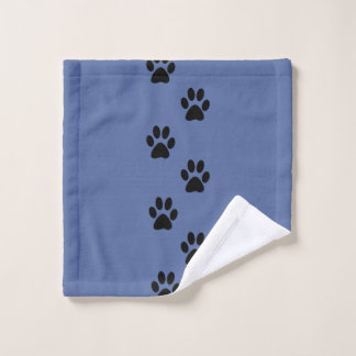 Paws prints black and blue wash cloth