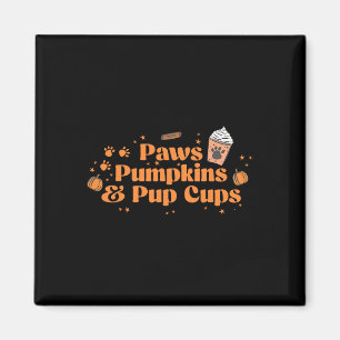 Paws Pumpkins And Pup Cups Thanksgiving Design Magnet
