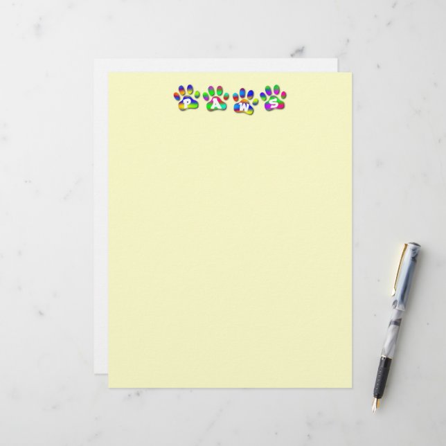 Paws Rainbow Colour Pawprints Letter (Front/Back In Situ)